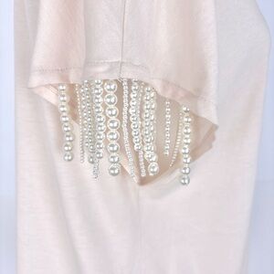 Zara peach t-shirt with pearl fringe